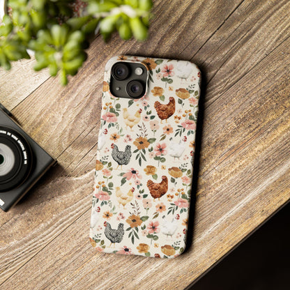 Charming Floral Chicken Slim iPhone Case