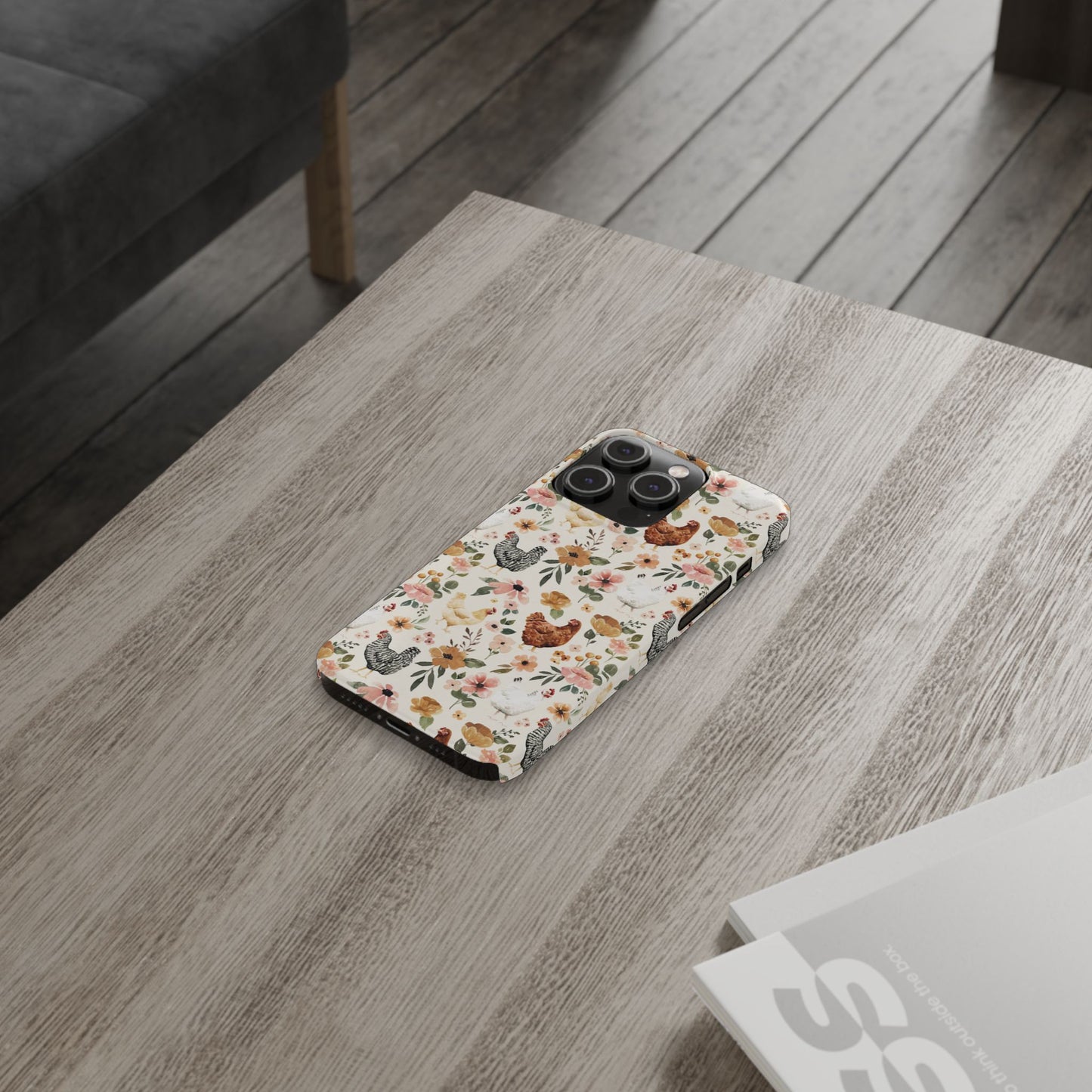 Charming Floral Chicken Slim iPhone Case