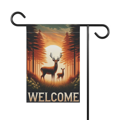 Rustic Welcome Deer Garden Flag 12" x 18"