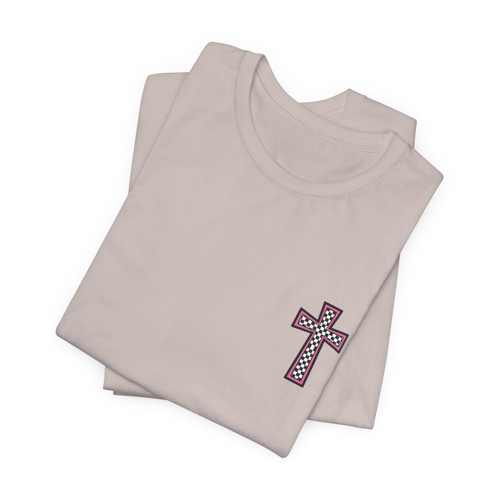 Step Into Jesus Checkered Sneakers Faith Women's Graphic T-Shirt
