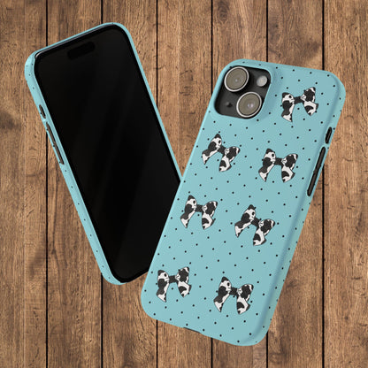 Cow Print Coquette Bow & Polka Dot Teal Slim iPhone Case
