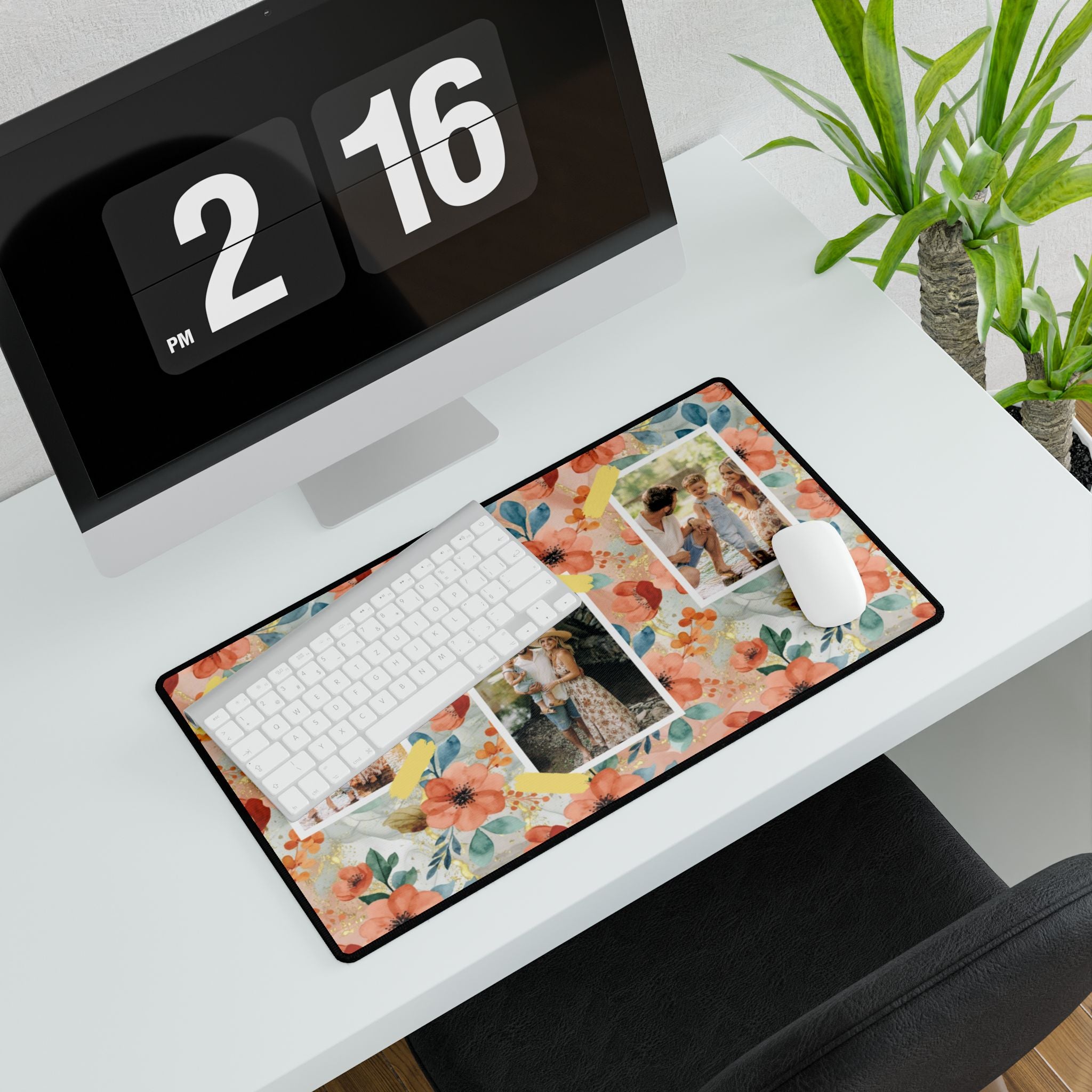 Coral Petals & Keepsakes Personalized Photo Polyester Office Desk Pad