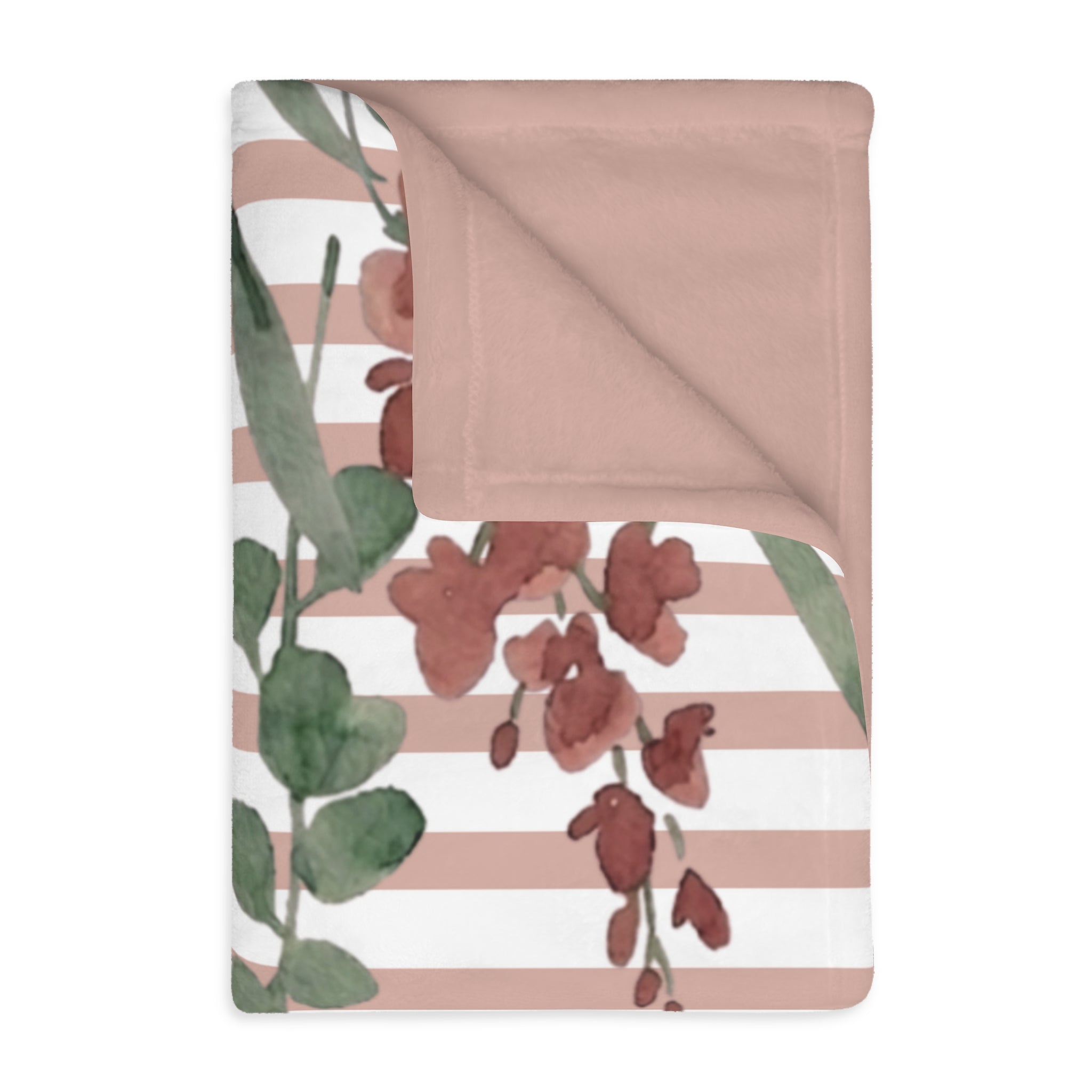 Dusty Rose Garden Stripes Velveteen Microfiber Baby Blanket