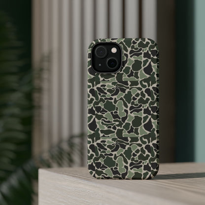 Green Old School Camo Tough Magnetic iPhone Case
