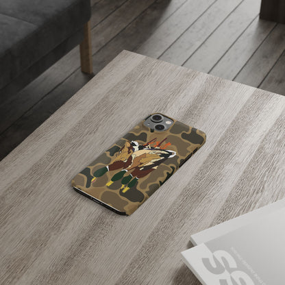 Old Skool Camouflage Mallard Duck Hanging Hunting Slim iPhone Case