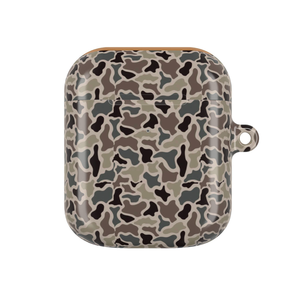 Front view of retro hunting camouflage protective case for AirPods 1 and 2