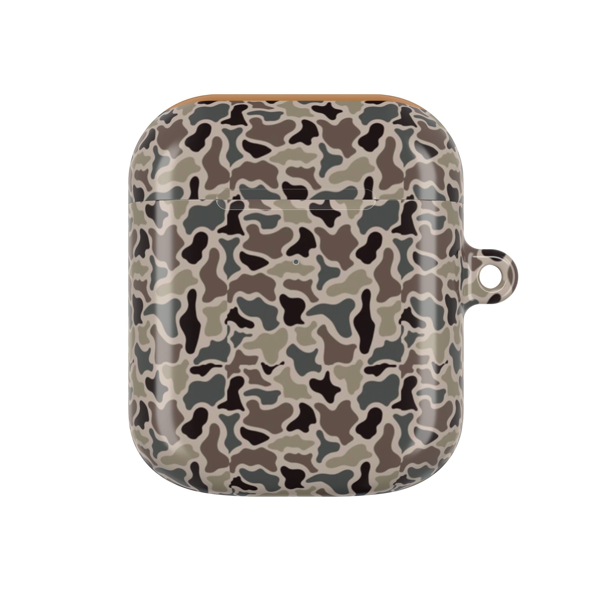 Front view of retro hunting camouflage protective case for AirPods 1 and 2
