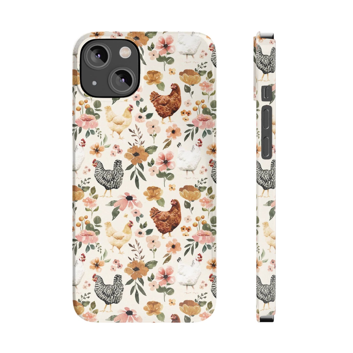 Charming Floral Chicken Slim iPhone Case