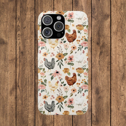 Charming Floral Chicken Slim iPhone Case