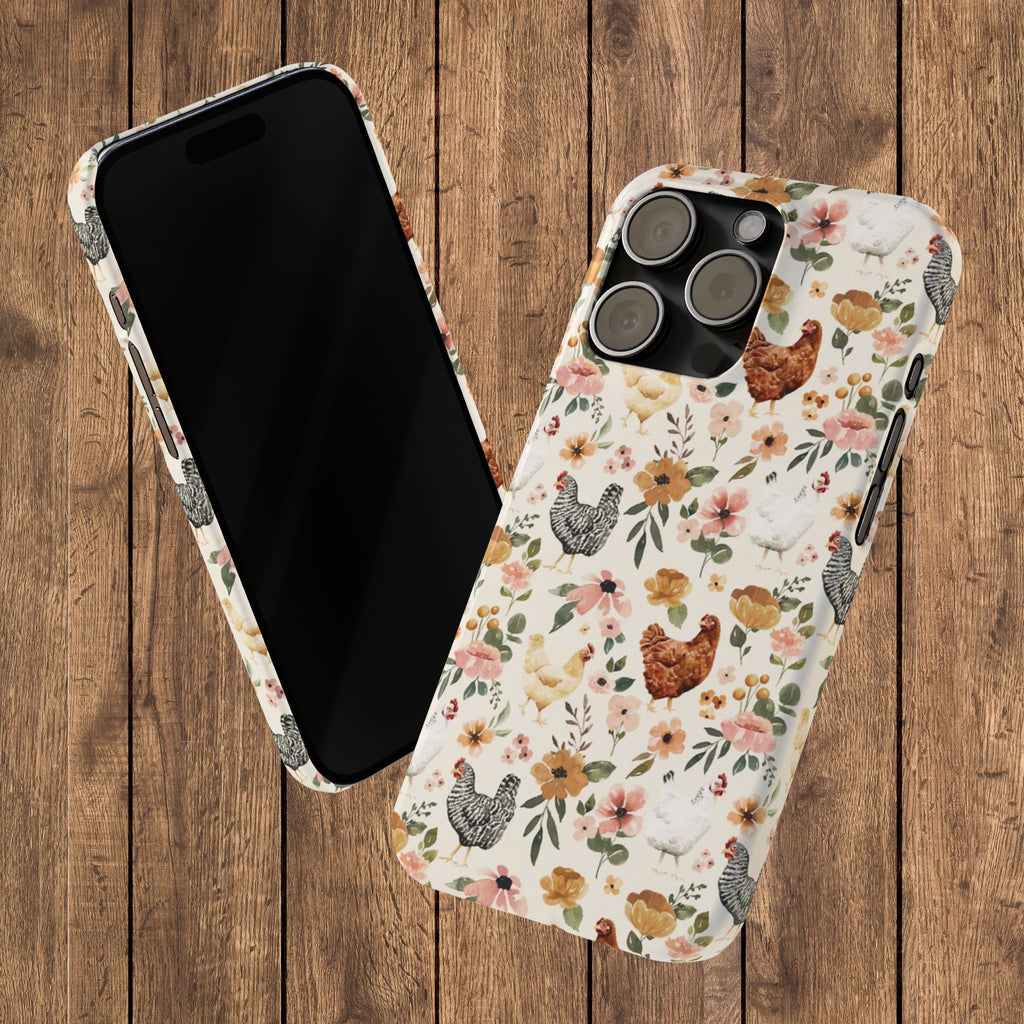 Charming Floral Chicken Slim iPhone Case