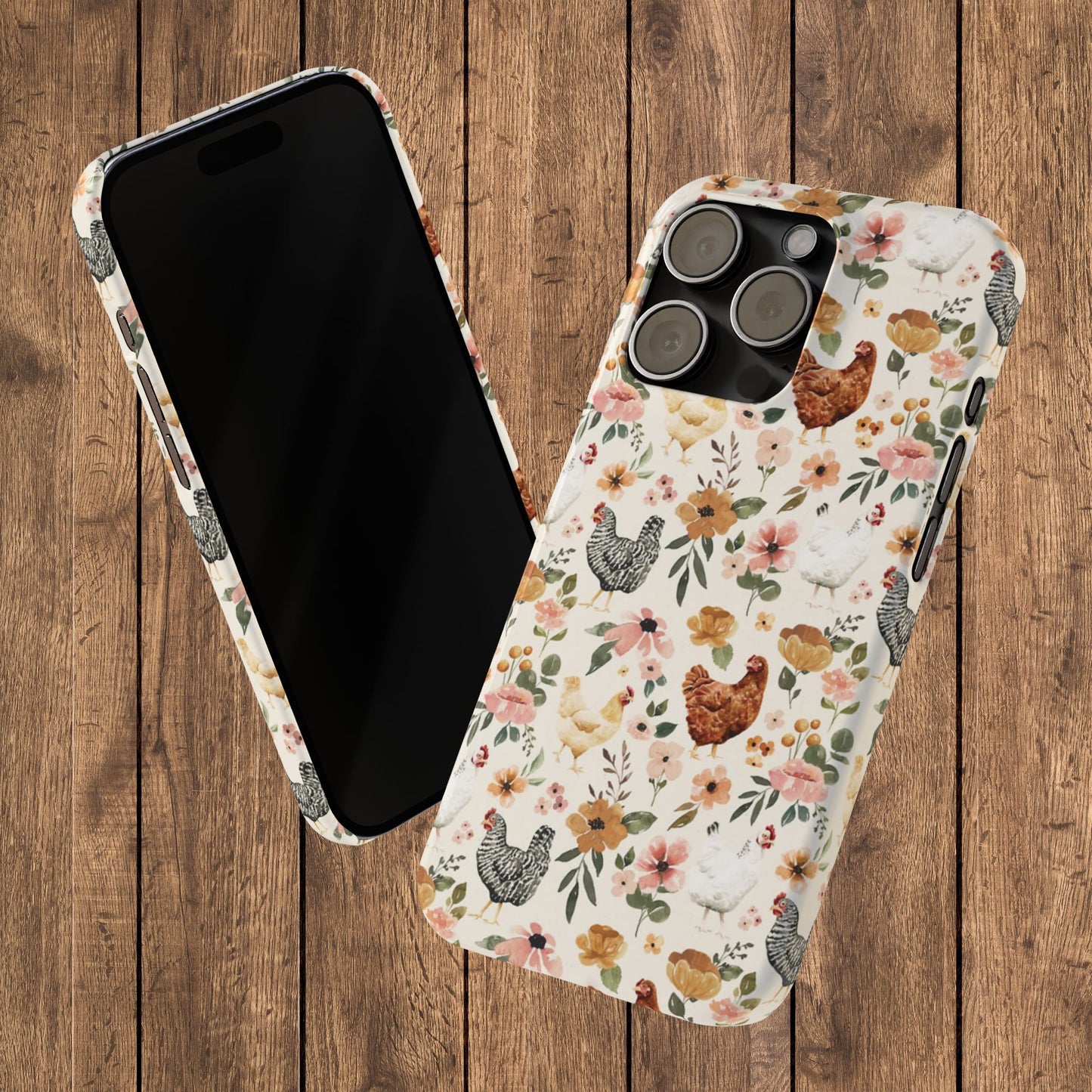Charming Floral Chicken Slim iPhone Case