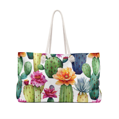 Watercolor Cactus Western Style Weekend Bag