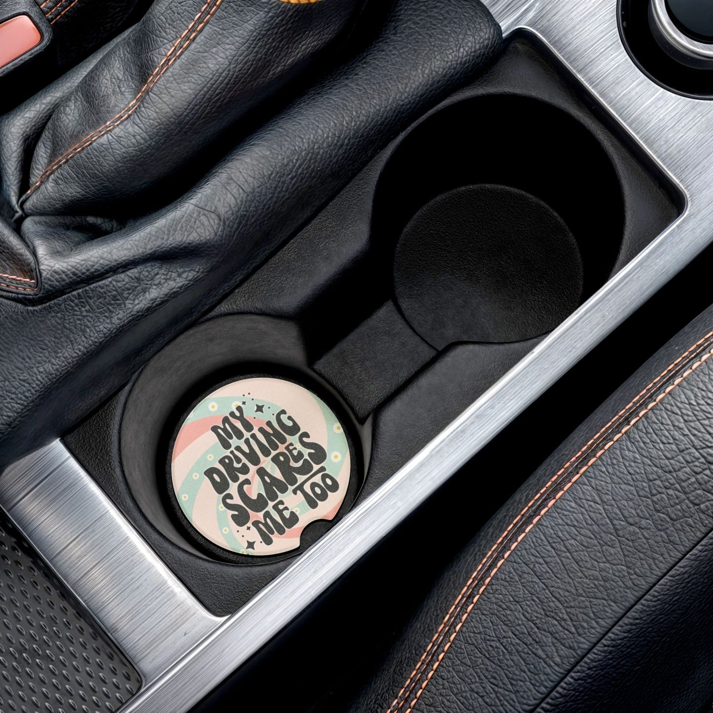 My Driving Scares Me Too Ceramic Car Coaster - 2 Pack