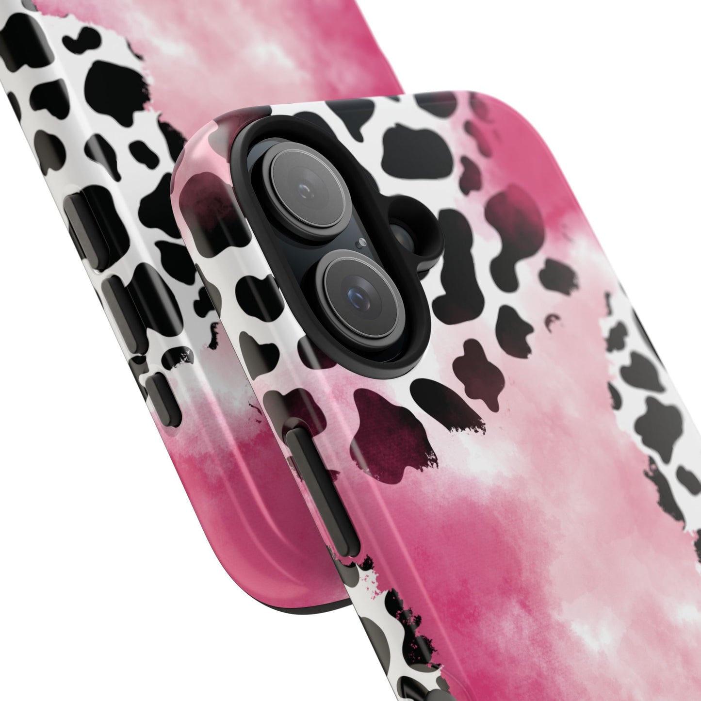 Pink Watercolor Cow Print Blend iPhone Tough Phone Case