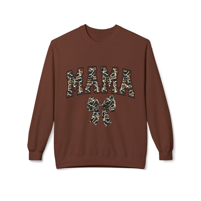 Mama Old Camo Bow Coquette Women's Crewneck Sweatshirt