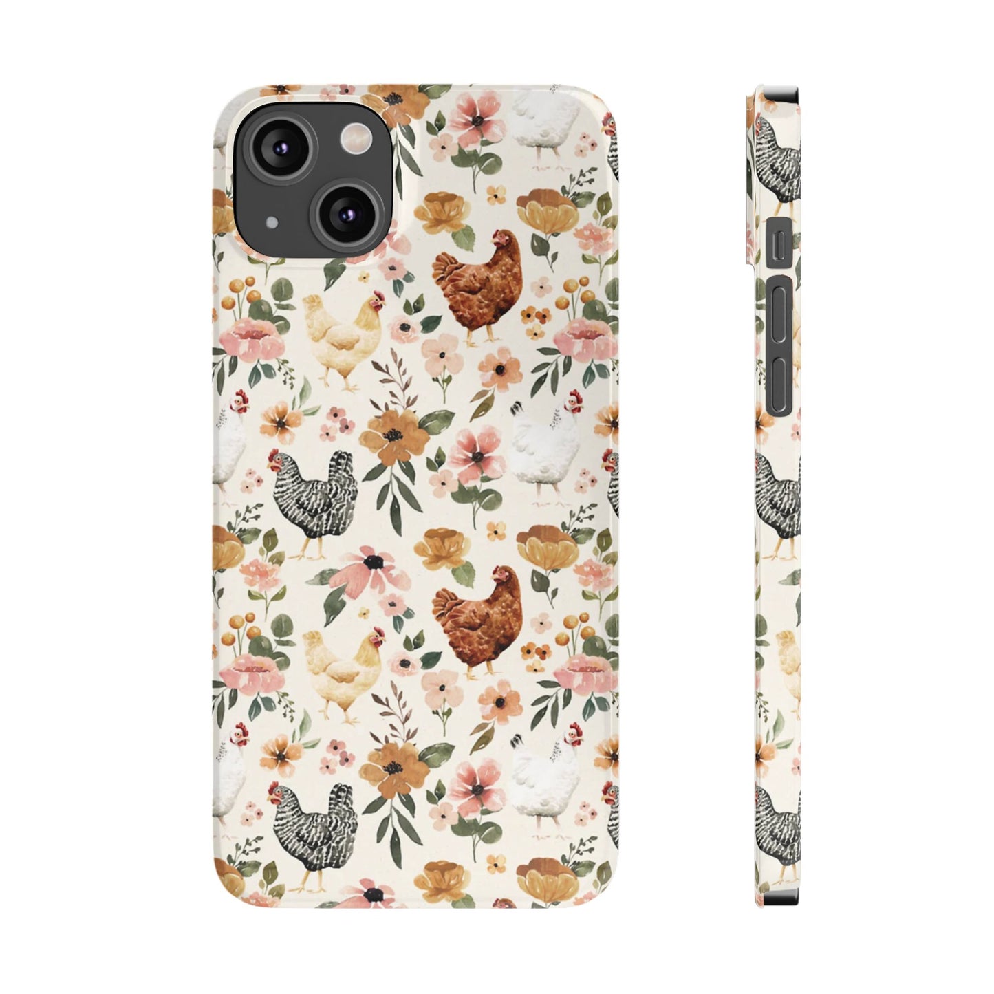 Charming Floral Chicken Slim iPhone Case