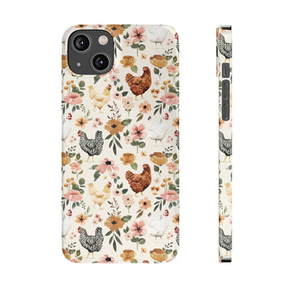 Charming Floral Chicken Slim iPhone Case