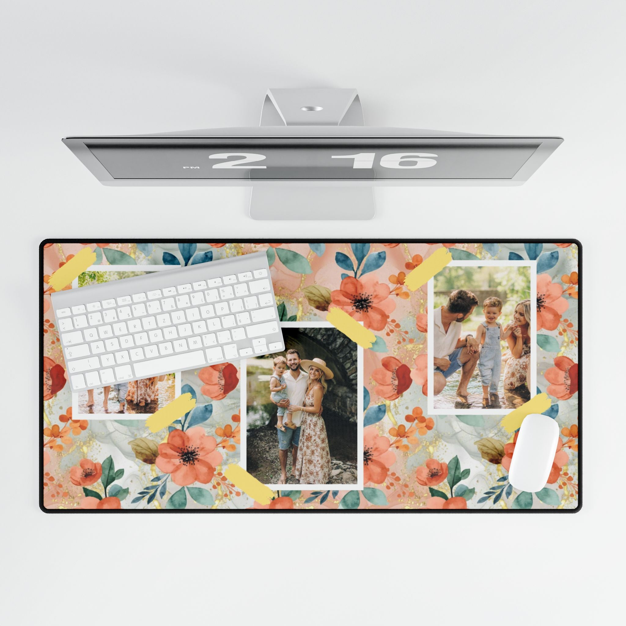 Coral Petals & Keepsakes Personalized Photo Polyester Office Desk Pad