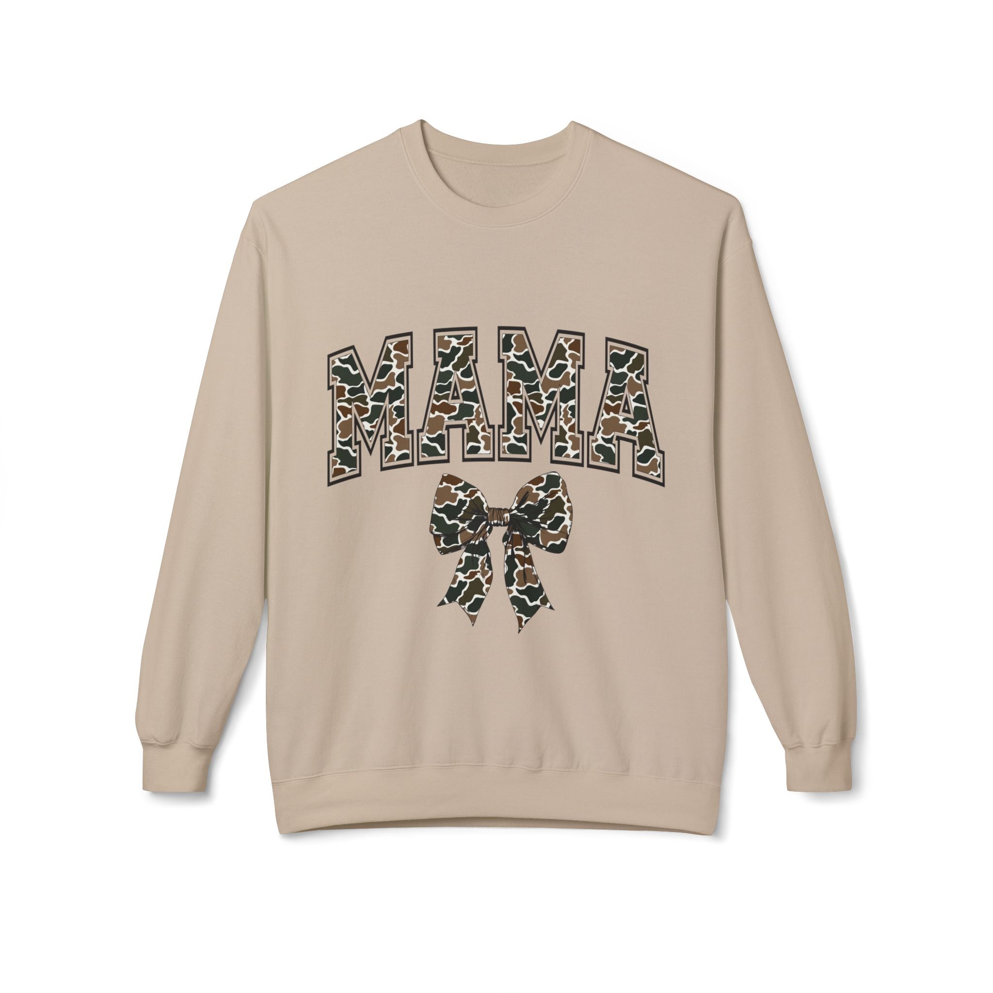 Mama Old Camo Bow Coquette Women's Crewneck Sweatshirt