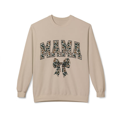 Mama Old Camo Bow Coquette Women's Crewneck Sweatshirt
