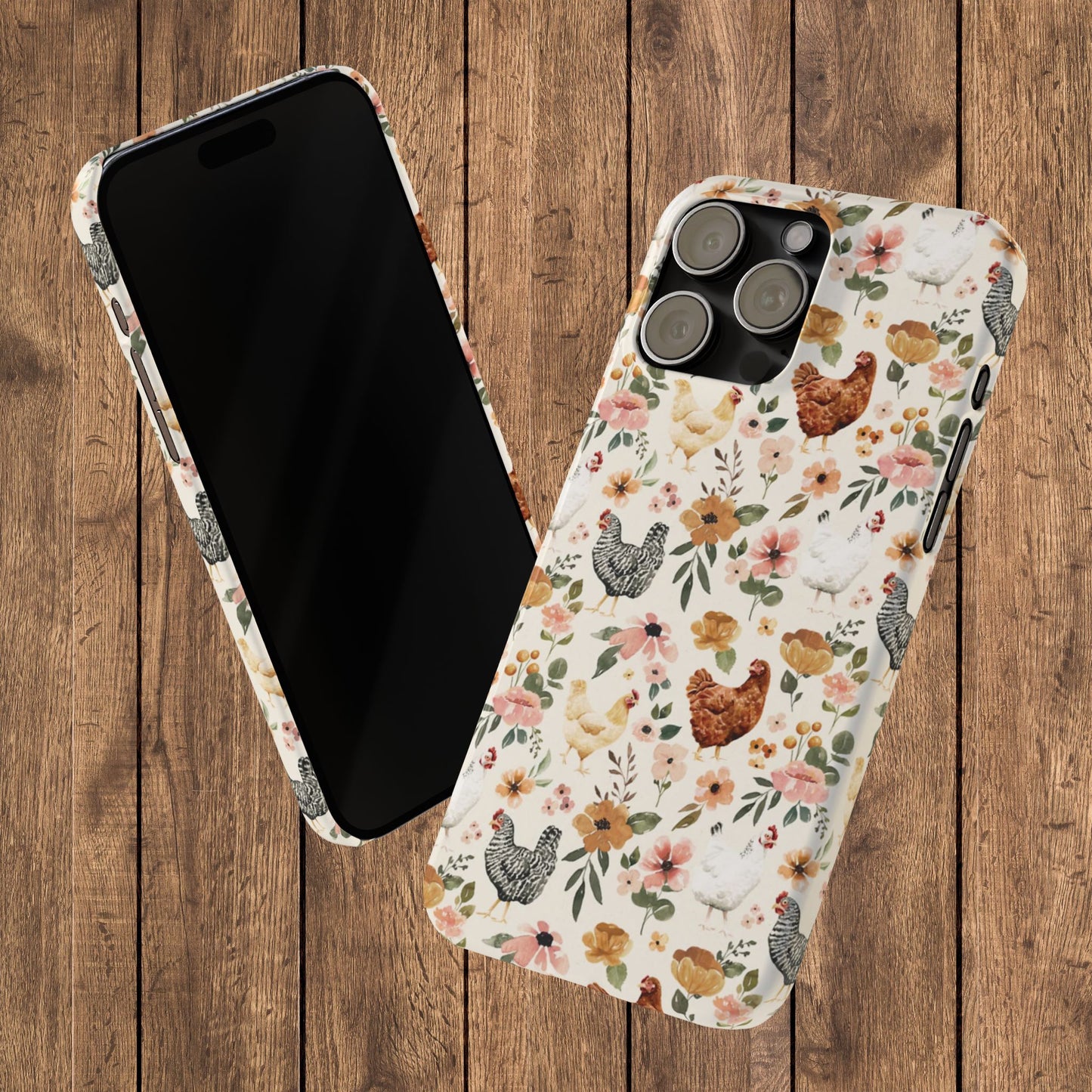Charming Floral Chicken Slim iPhone Case
