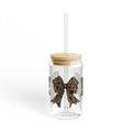 Camouflage Bows 16oz Glass Can Tumbler with Lid & Reusable Straw