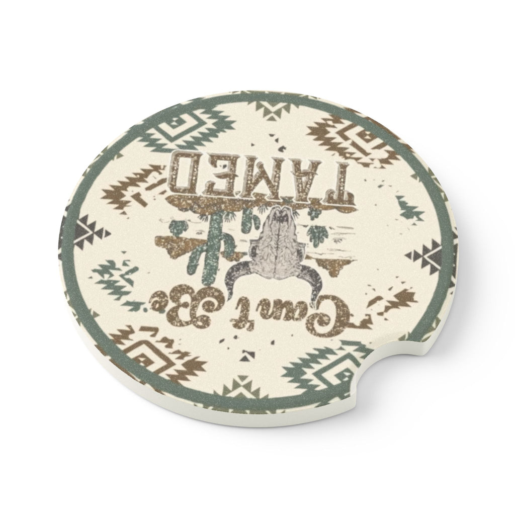 Western Can’t Be Tamed Bull Skull Aztec Print Ceramic Car Coaster - 2 pack