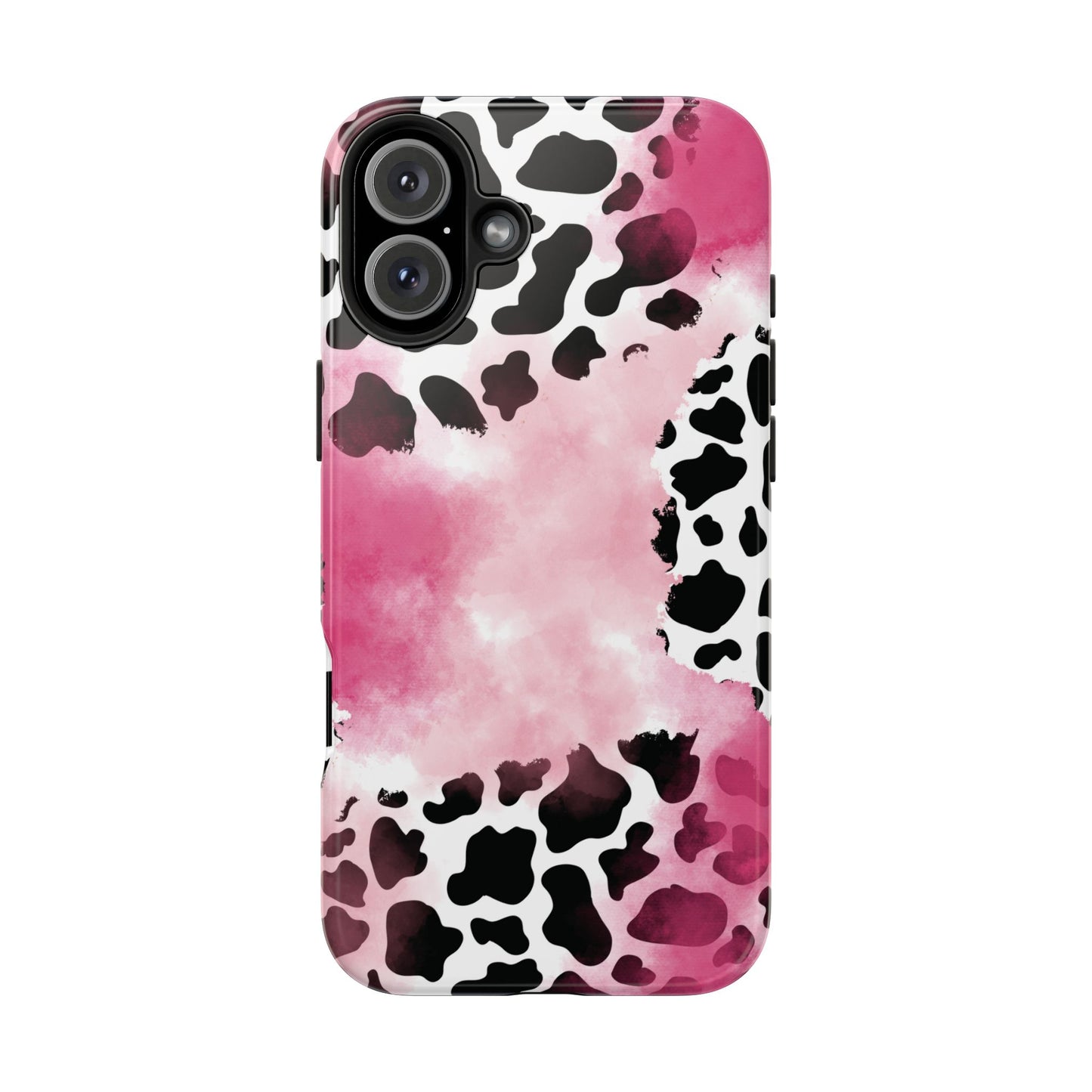 Pink Watercolor Cow Print Blend iPhone Tough Phone Case
