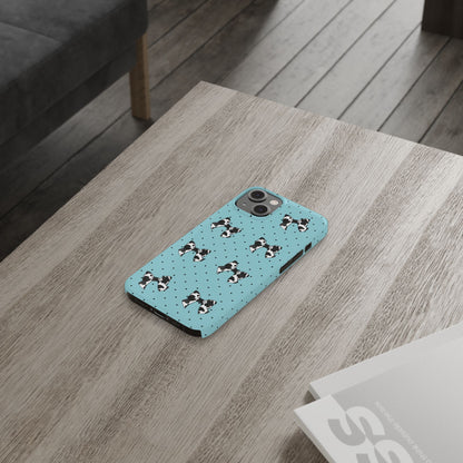 Cow Print Coquette Bow & Polka Dot Teal Slim iPhone Case