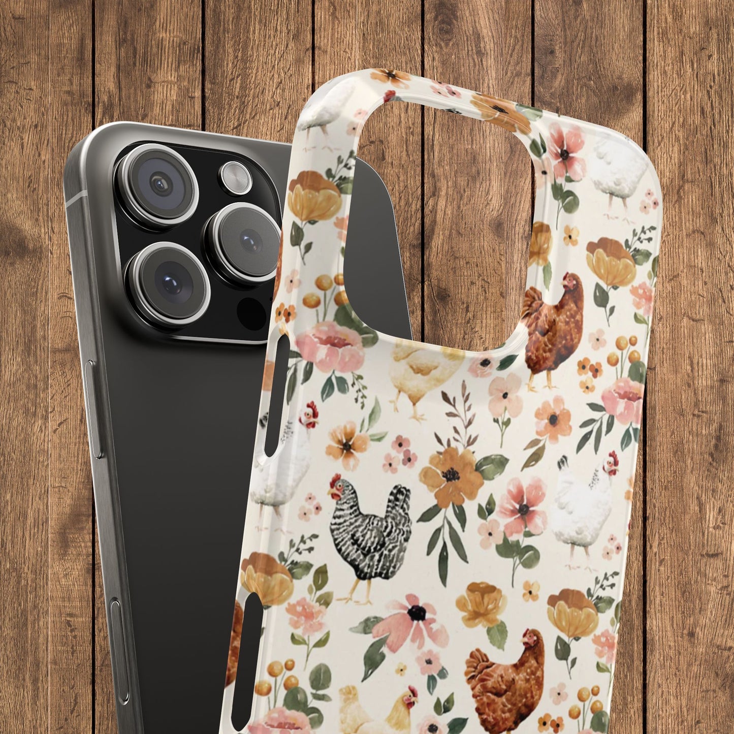 Charming Floral Chicken Slim iPhone Case