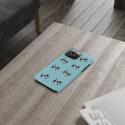 Cow Print Coquette Bow & Polka Dot Teal Slim iPhone Case