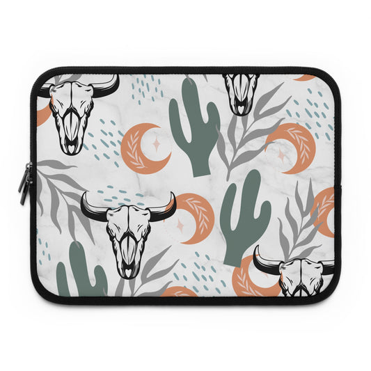 Bohemian Laptop Sleeve with Cactus and Skull Design