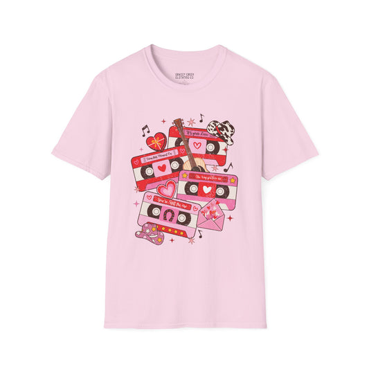 Country Cassette Tapes Valentines Softstyle Women T-Shirt