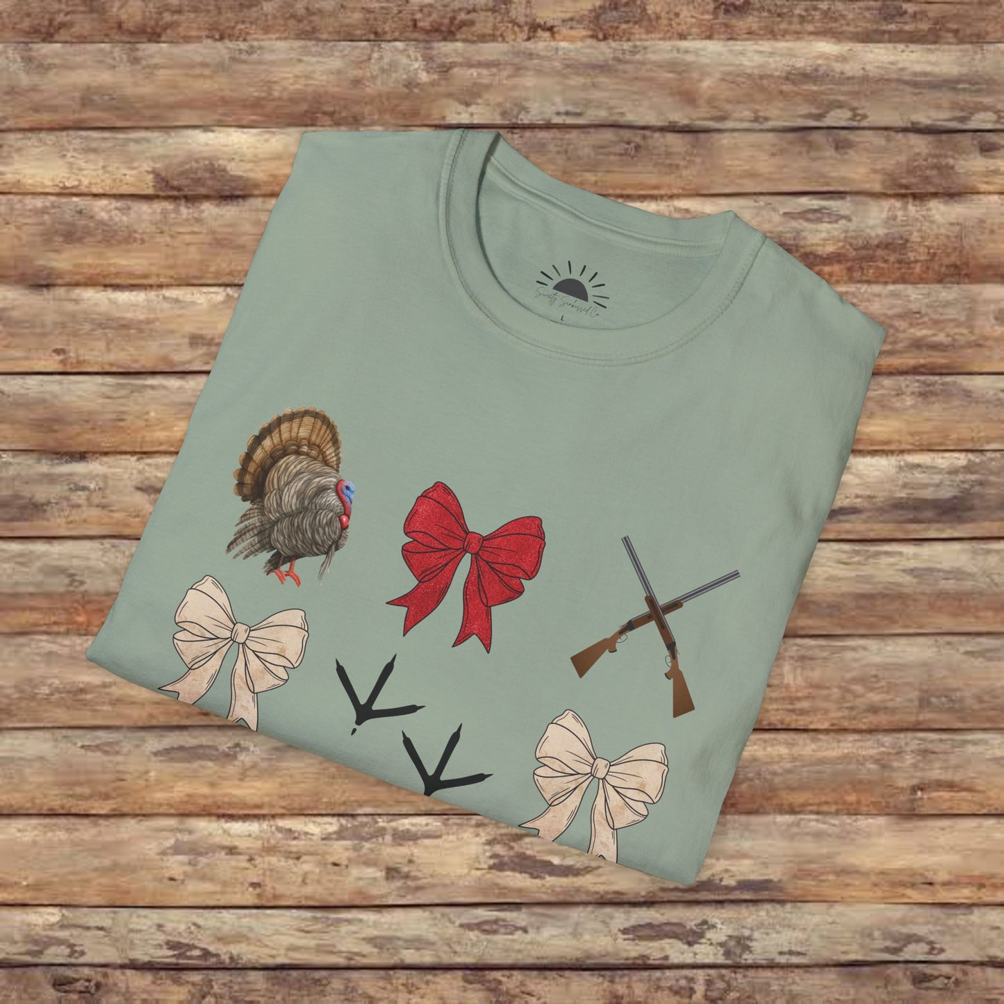 Turkeys, Glitter, and Bows: Coquette Female Hunting  Softstyle T-Shirt