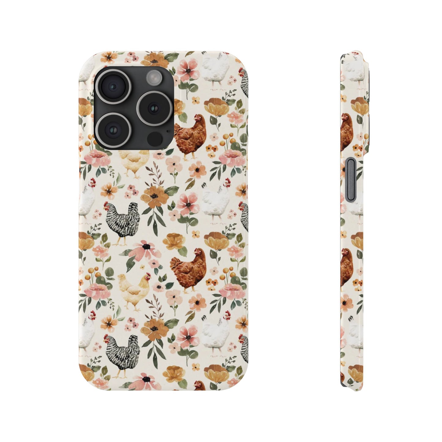 Charming Floral Chicken Slim iPhone Case