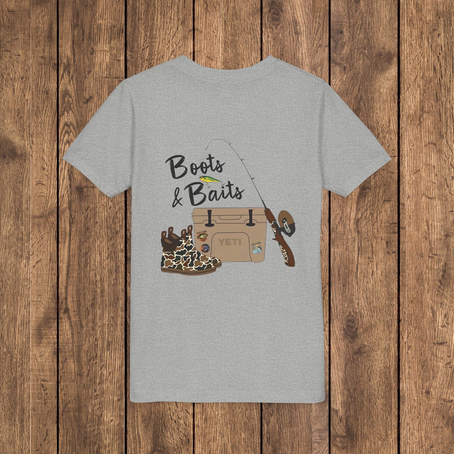 Boots & Baits Fishing Adventure Youth Graphic Tee
