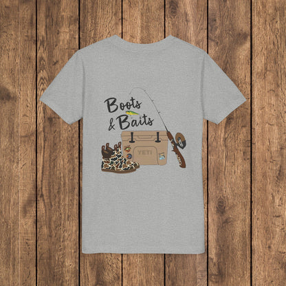Boots & Baits Fishing Adventure Youth Graphic Tee