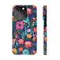 Midnight Garden Navy Bright Floral Slim iPhone Case