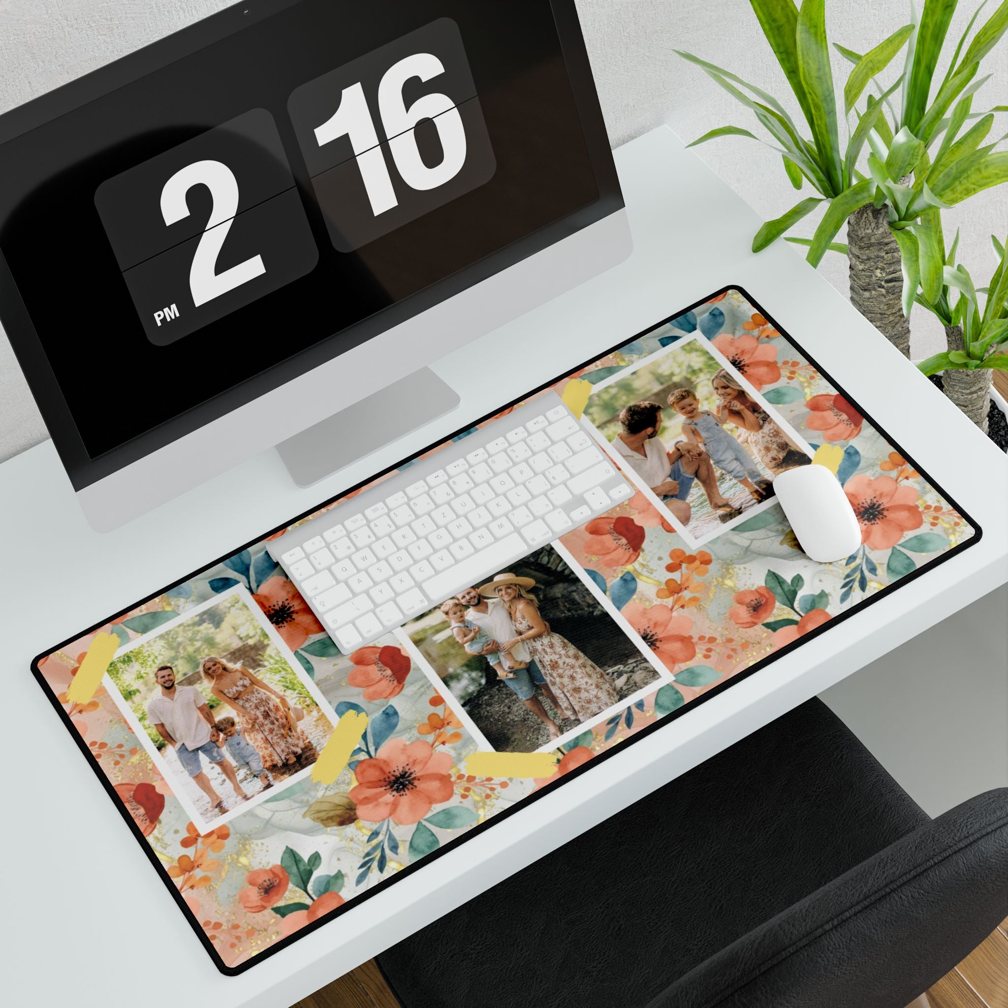 Coral Petals & Keepsakes Personalized Photo Polyester Office Desk Pad