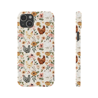 Charming Floral Chicken Slim iPhone Case
