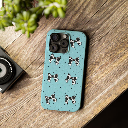Cow Print Coquette Bow & Polka Dot Teal Slim iPhone Case