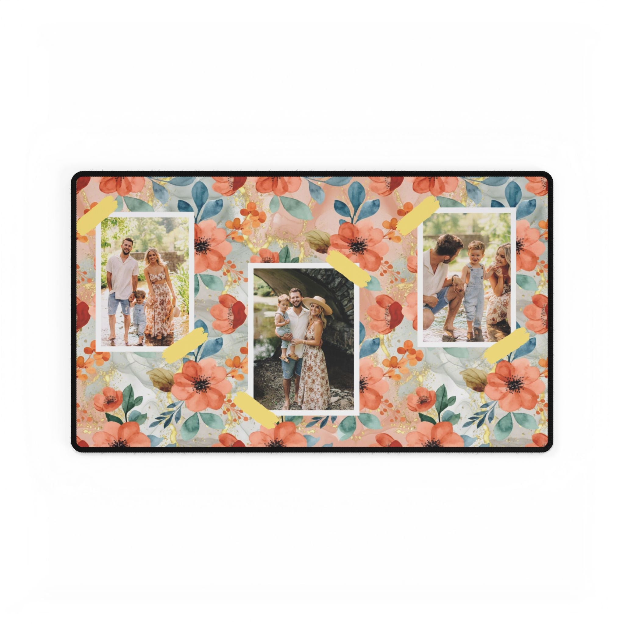 Coral Petals & Keepsakes Personalized Photo Polyester Office Desk Pad