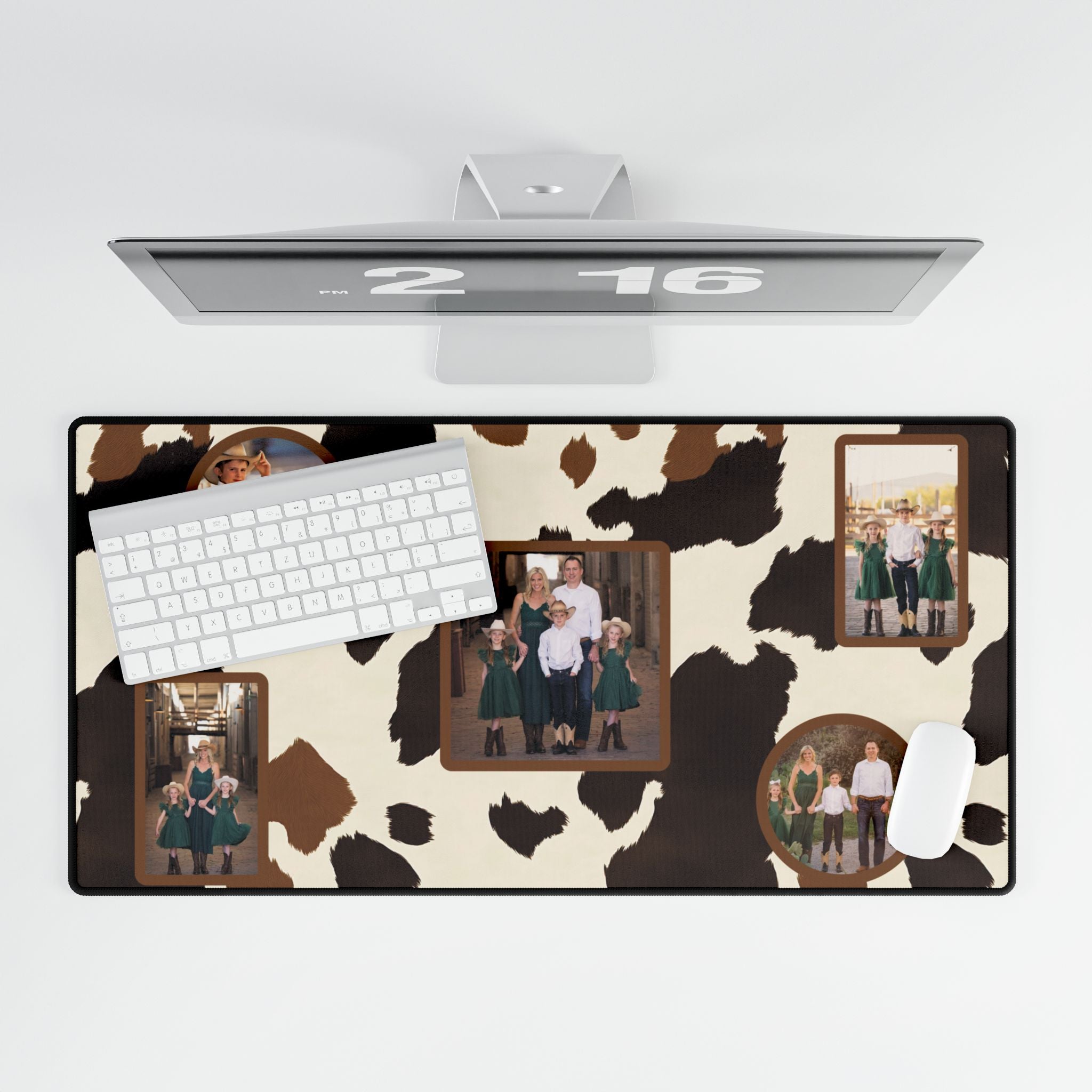 Western Cowhide Print Personalized Photo Polyester Office Desk Pad