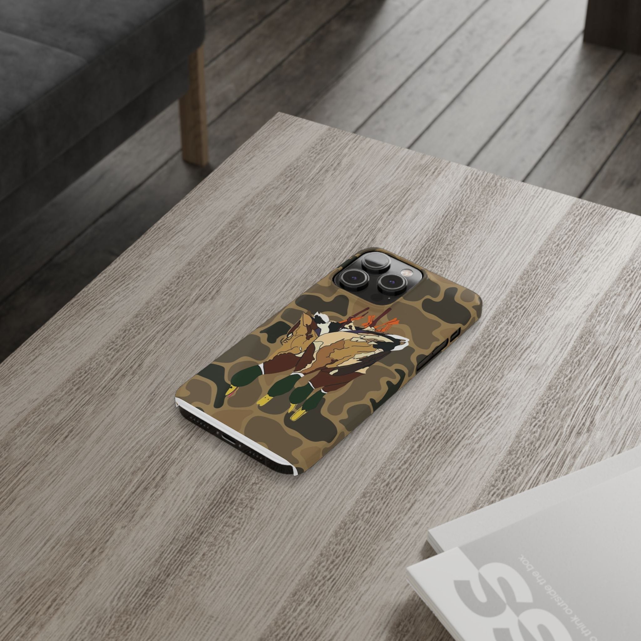 Old Skool Camouflage Mallard Duck Hanging Hunting Slim iPhone Case