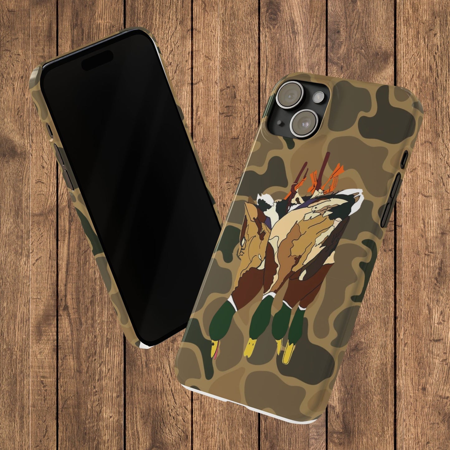 Old Skool Camouflage Mallard Duck Hanging Hunting Slim iPhone Case