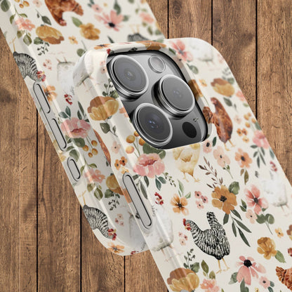 Charming Floral Chicken Slim iPhone Case