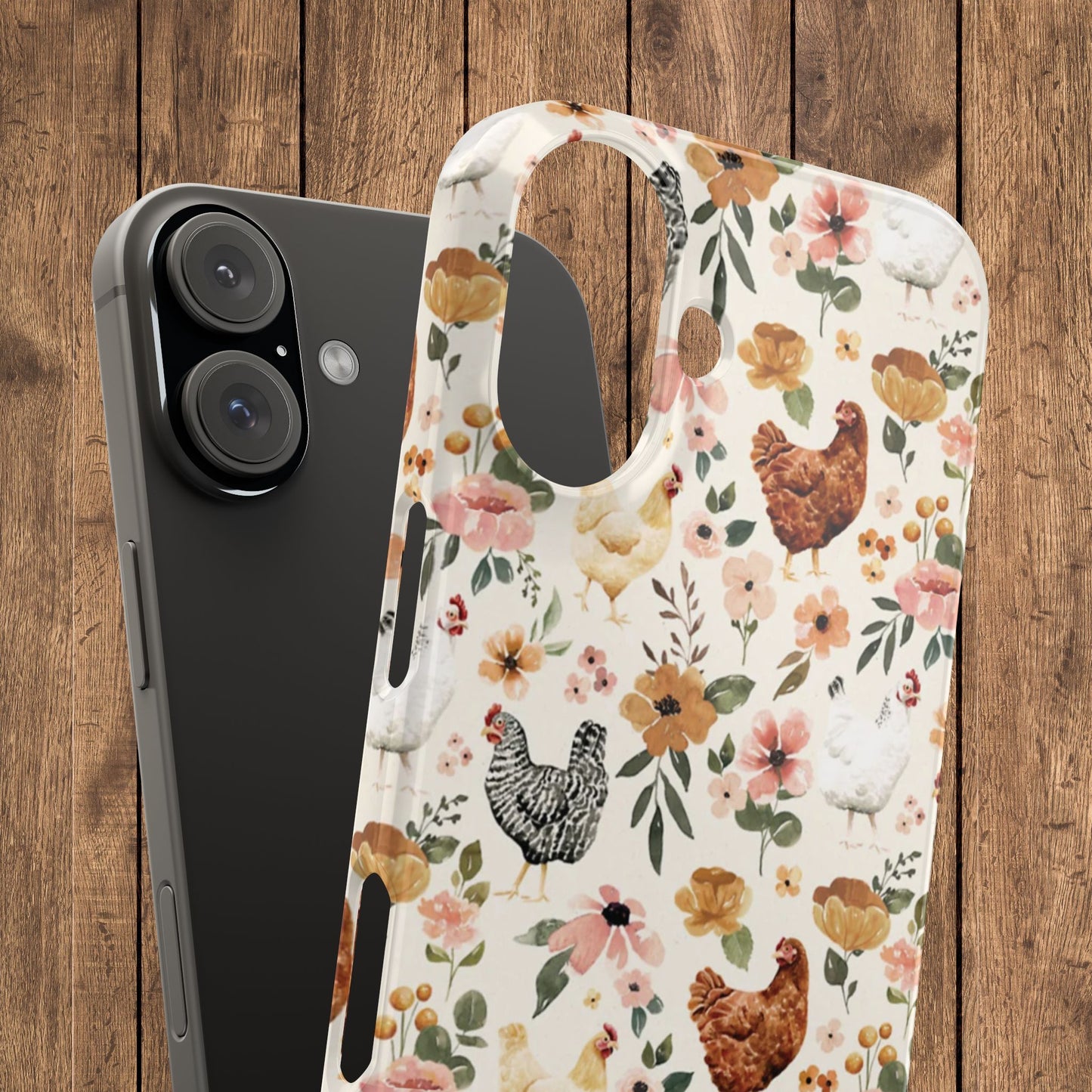 Charming Floral Chicken Slim iPhone Case
