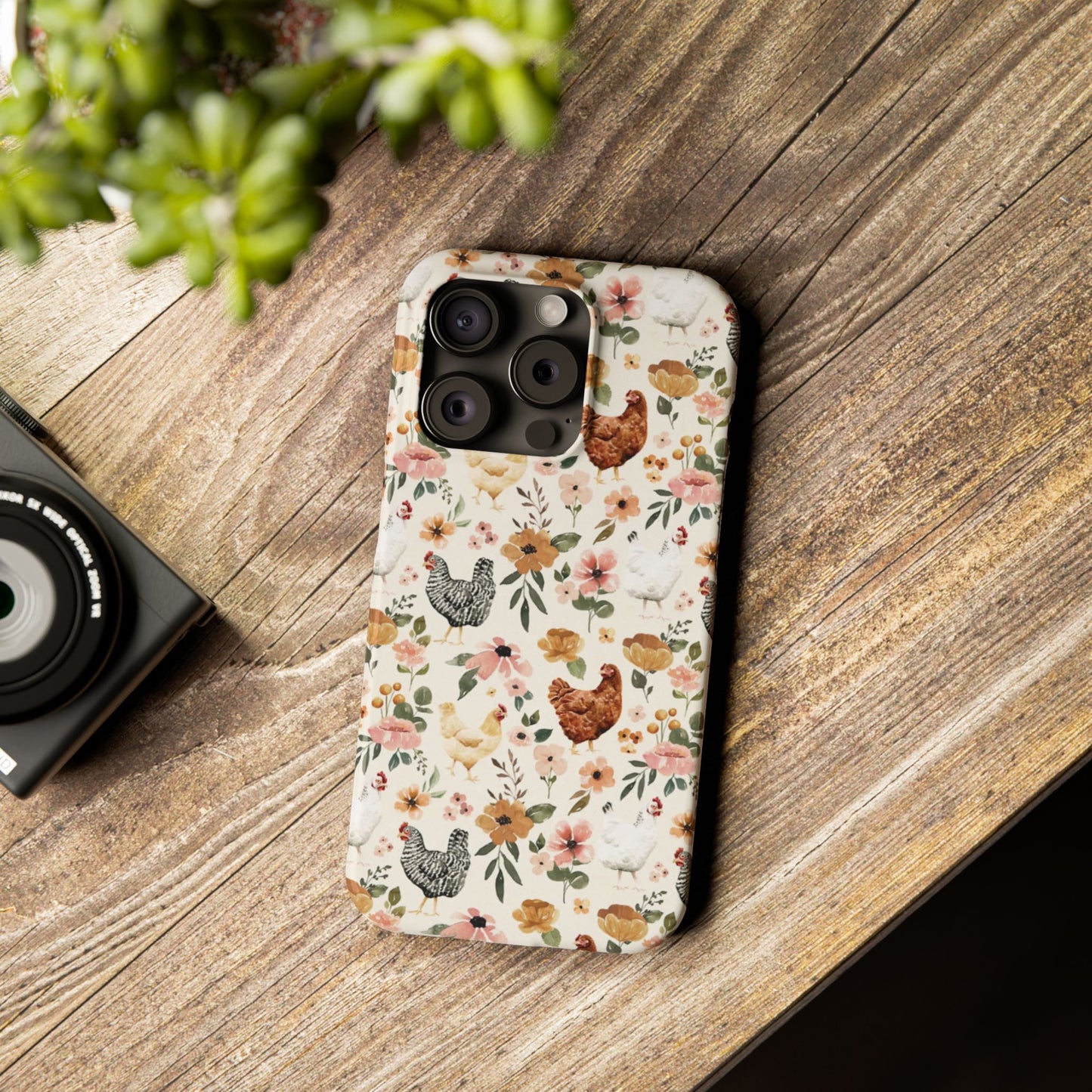 Charming Floral Chicken Slim iPhone Case