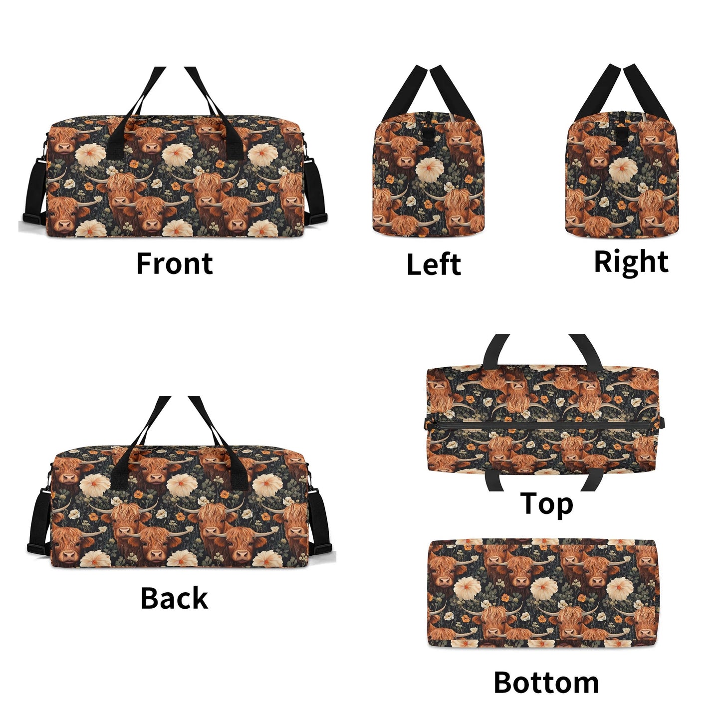Cattle & Blooms – Highland Cow Duffle
