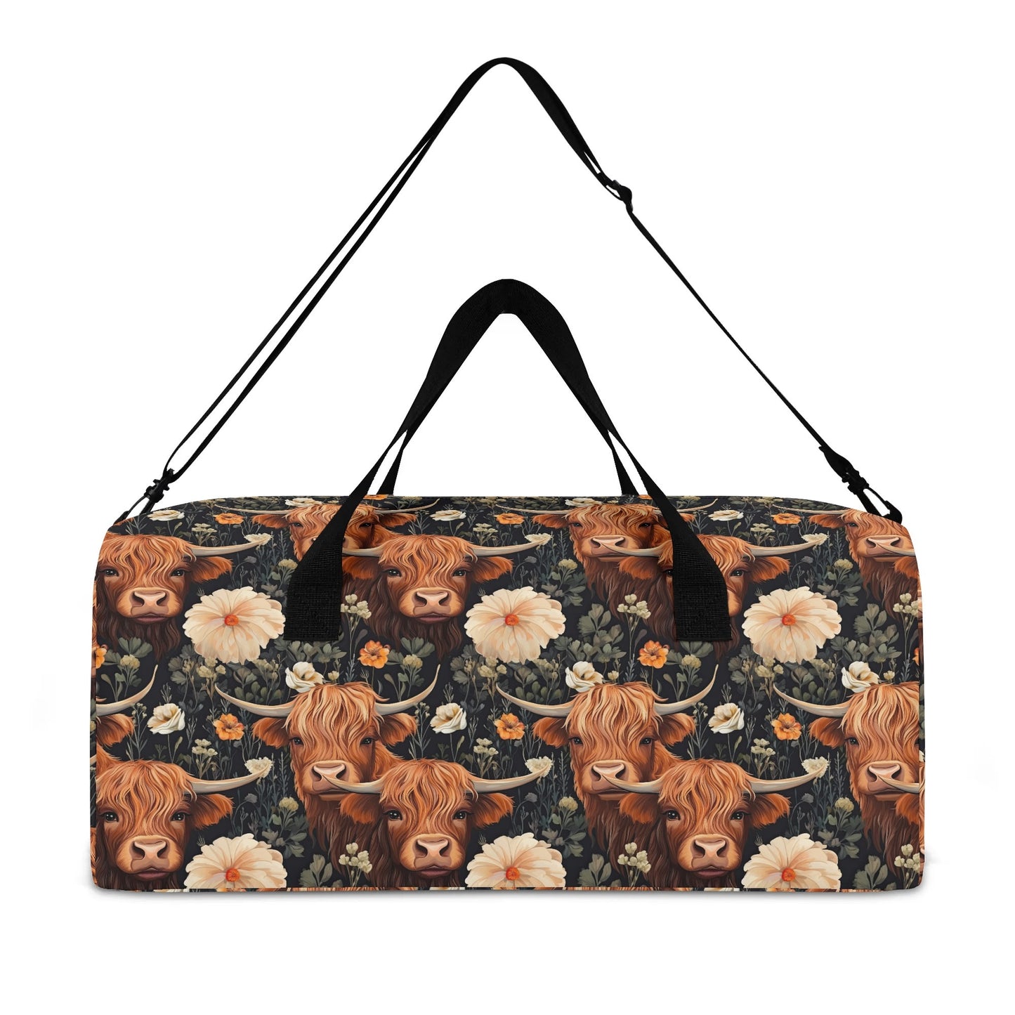 Cattle & Blooms – Highland Cow Duffle